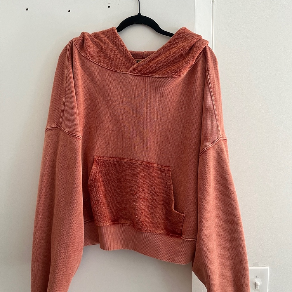 Free People Washed Rose Oversized Pullover Hoodie